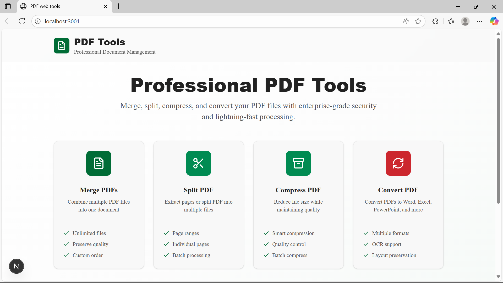 PDF Tools Web App - InProgress